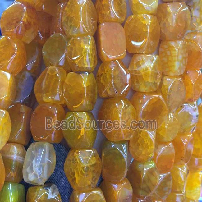 orange Dragon Veins Agate Beads, freeform