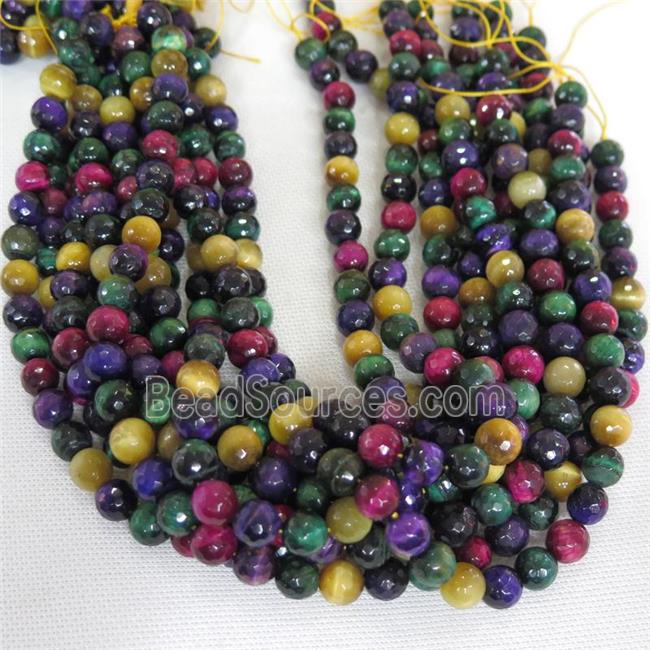 round faceted Tiger eye stone beads, mixed color