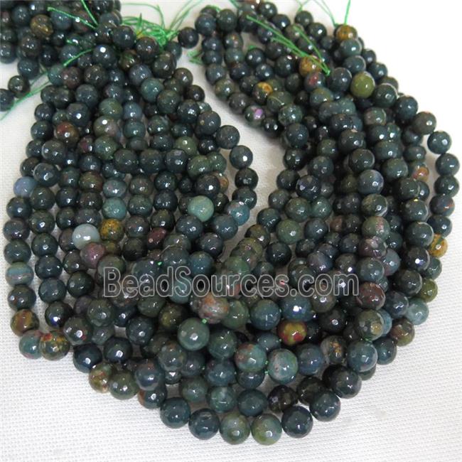 faceted round Indian BloodStone Beads