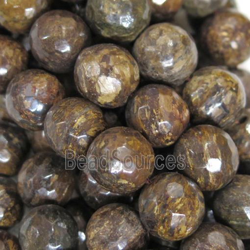 Bronzite Beads, faceted round