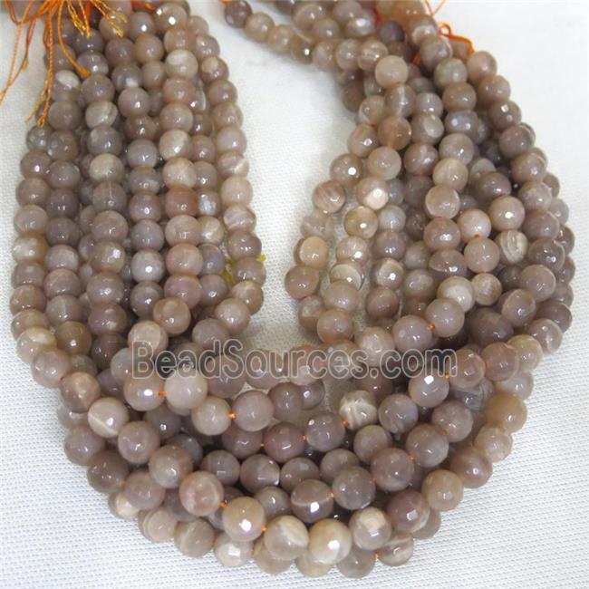 grey MoonStone Beads, faceted round