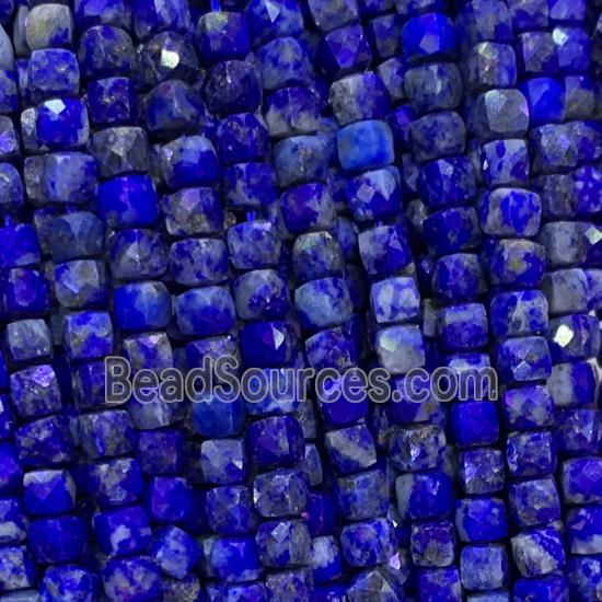 blue Lapis Lazuli Beads, faceted cube