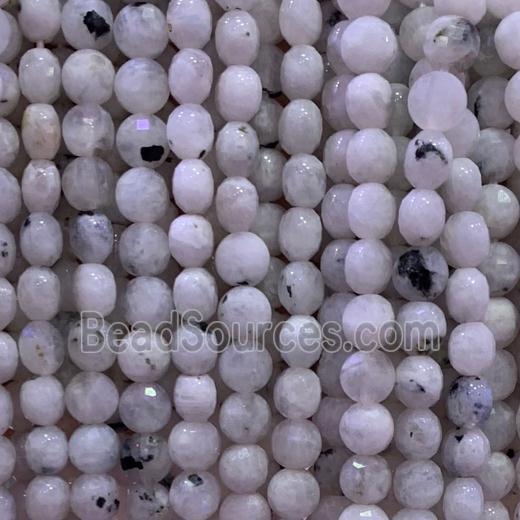 white Moonstone beads, B-grade, faceted circle