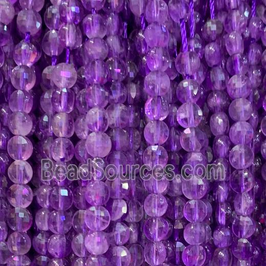 purple Amethyst Beads, faceted circle coin