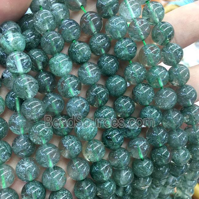 green Quartz beads, round, treated