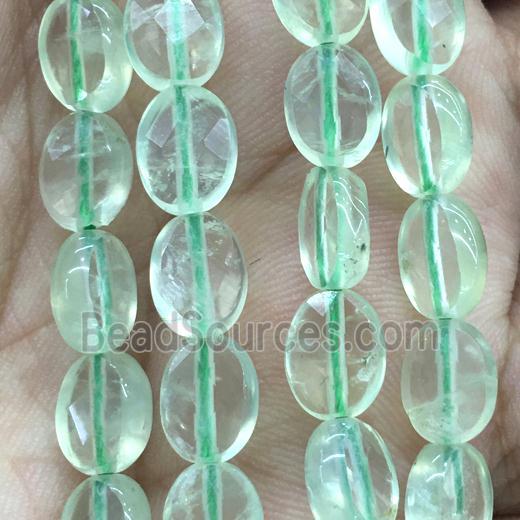 green Prehnite Beads, faceted oval