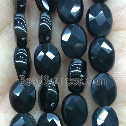 black Onyx Agate Beads, faceted oval