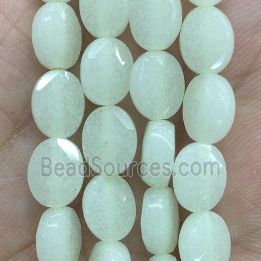 green Glowstone beads, faceted oval