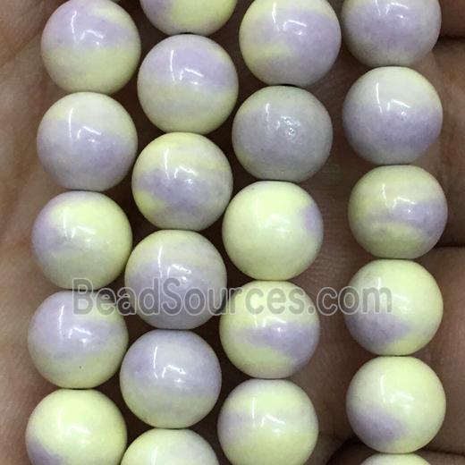 dichromatic round Alashan Agate Beads, yellowpurple