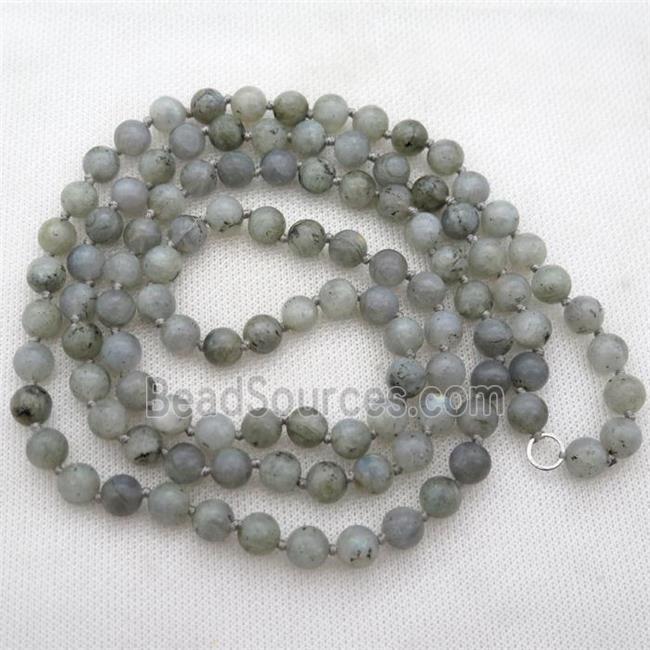 Labradorite mala chain for necklace with knot