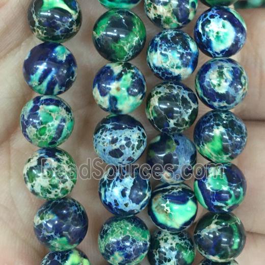 round Imperial Jasper beads, green