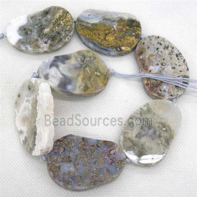 Ocean Agate slab beads, mango shaped