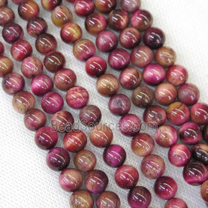 round Tiger eye stone beads, pink
