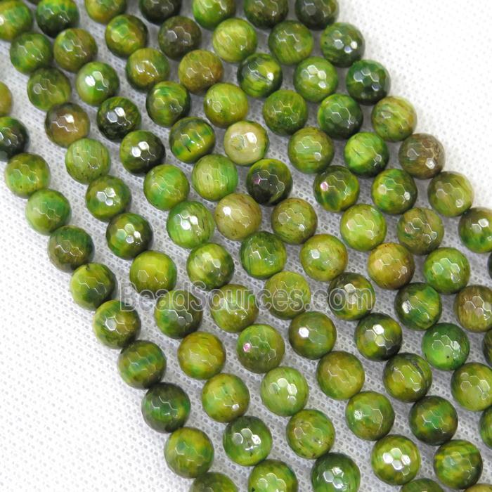 faceted round olive Tiger eye stone beads