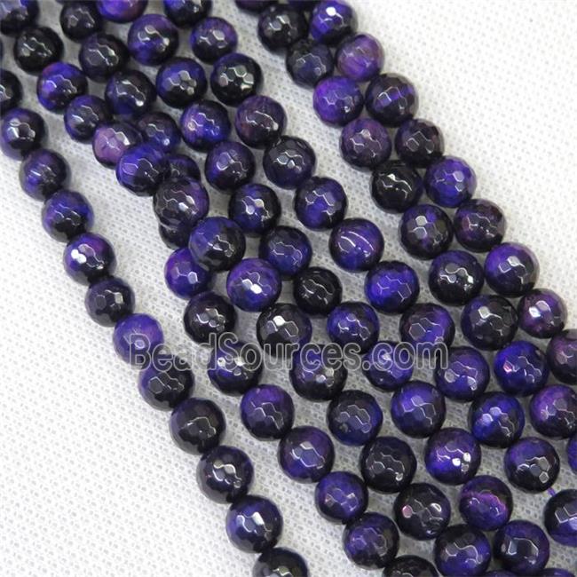 faceted round Tiger eye stone beads, lavender