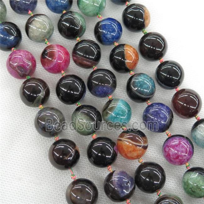 round Agate Druzy Beads, mixed color