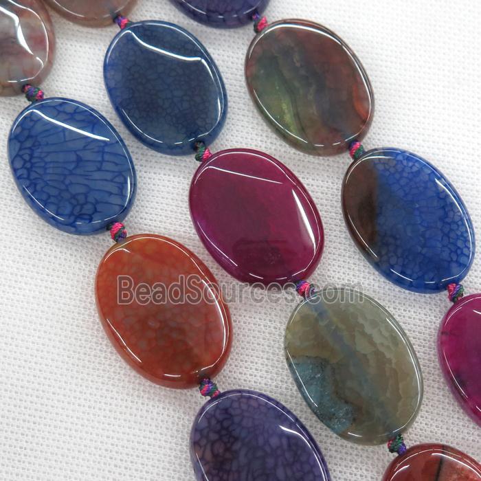 mixed veins Agate oval Beads