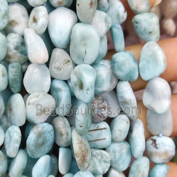 blue Larimar chip beads, freeform