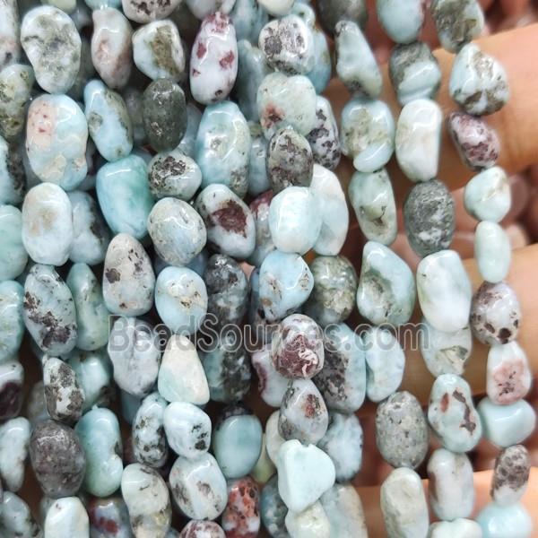 blue Larimar chip beads, freeform, B-grade