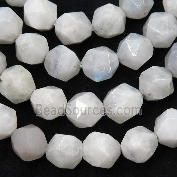 white Moonstone Beads, faceted round, starcut