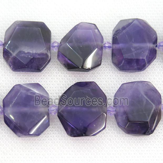 purple Amethyst Beads, faceted rectangle