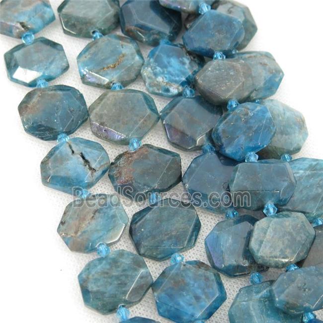 blue Apatite Beads, faceted rectangle