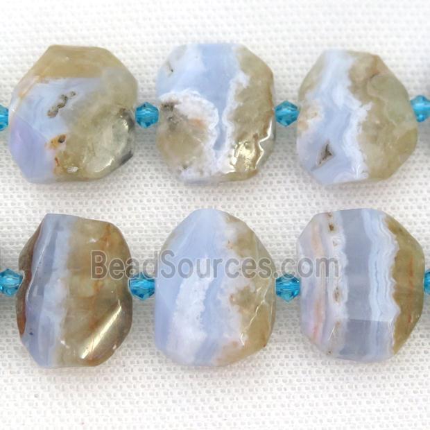 blue Lace Agate Beads, faceted rectangle