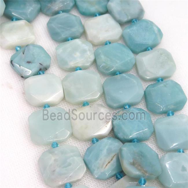 blue Amazonite Beads, faceted rectangle