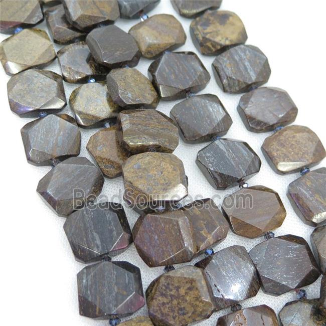 Bronzite Beads, faceted rectangle