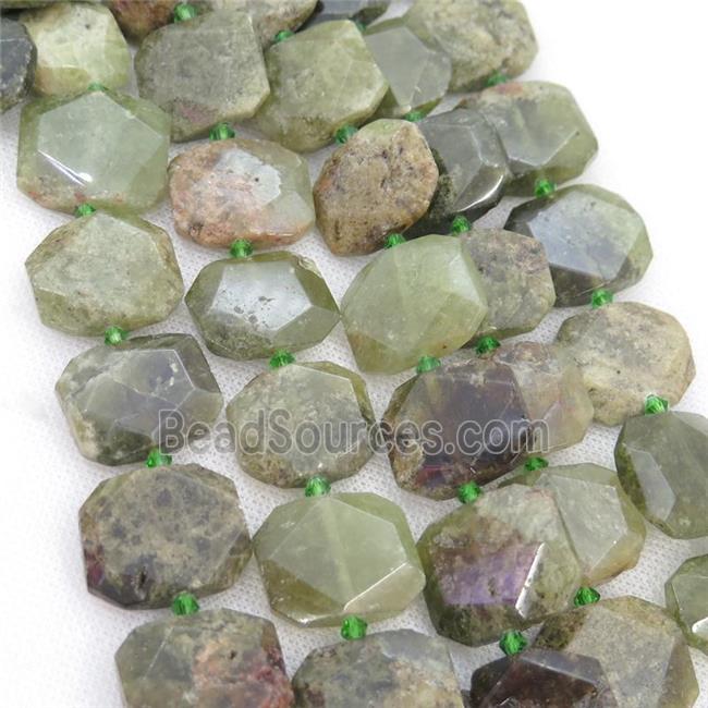 green Garnet Beads, faceted rectangle