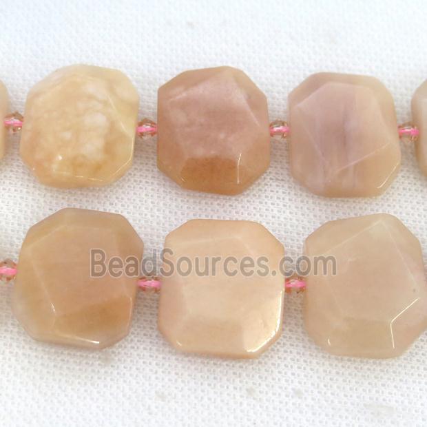 pink Aventurine Beads, faceted rectangle