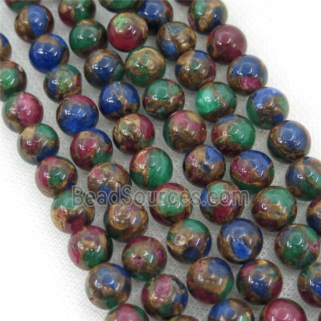 Assembled Gemstone Beads, round, multicolor