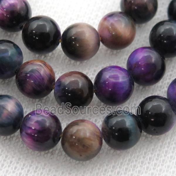 purple Tiger eye stone beads, round