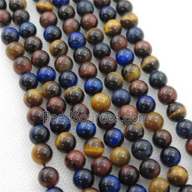 multicolor Tiger eye stone beads, round