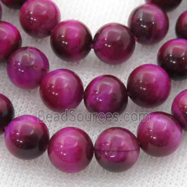 hotpink Tiger eye stone beads, round