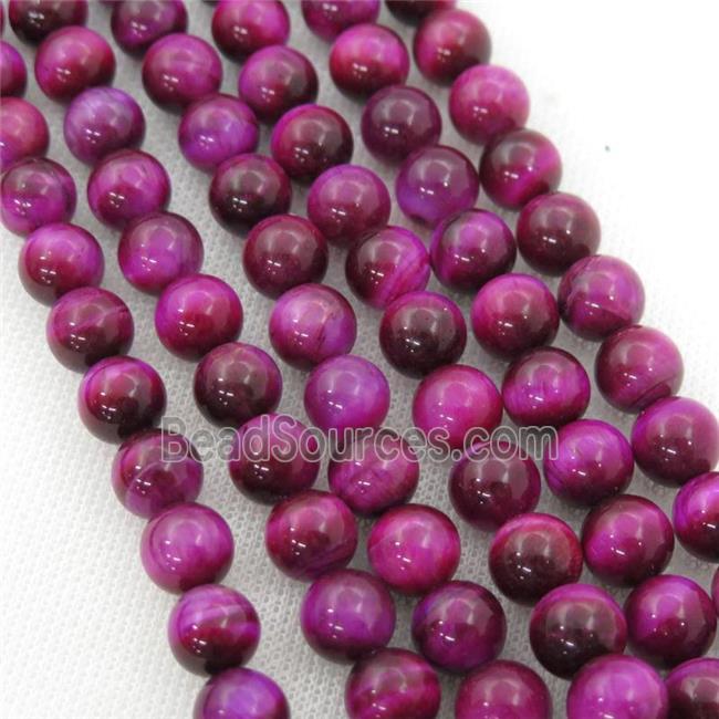 hotpink Tiger eye stone beads, round