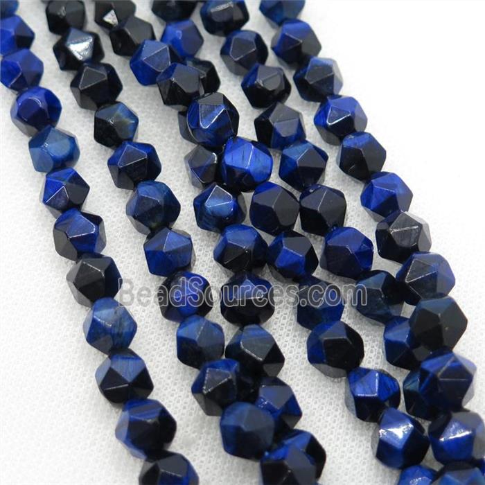 blue Tiger eye stone beads, faceted round