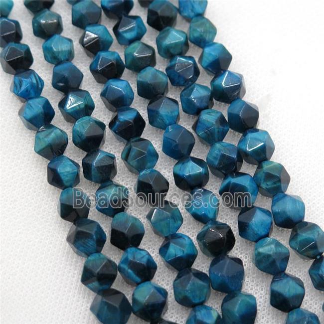 blue Tiger eye stone beads, faceted round