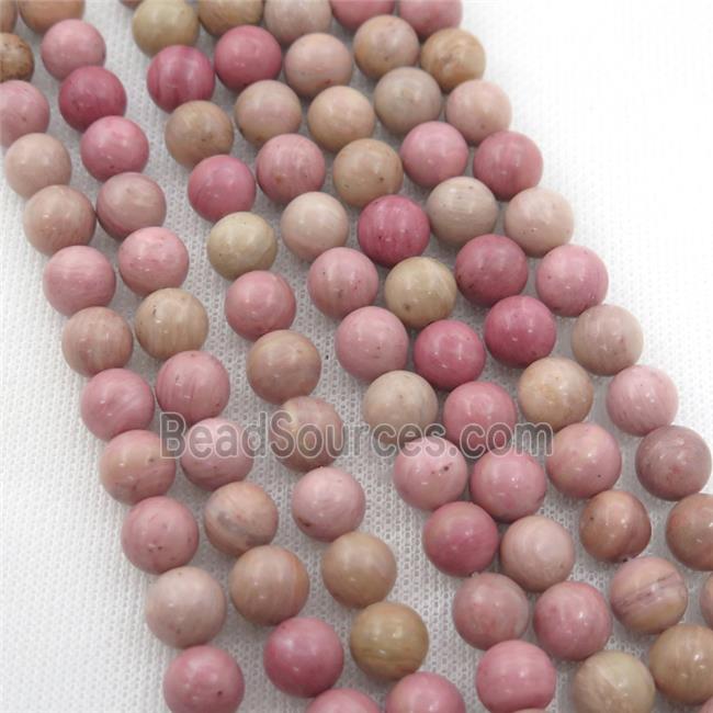 pink Wooden Jasper beads, round