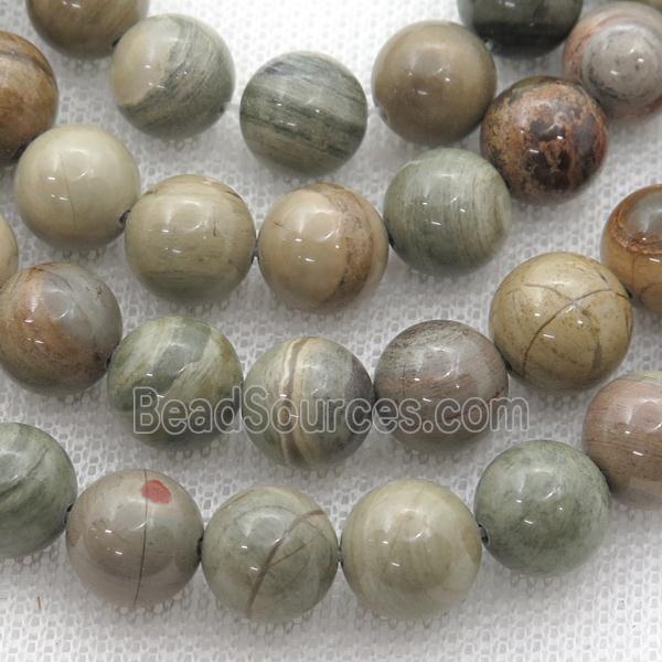 new Silver Leaf Jasper beads, round