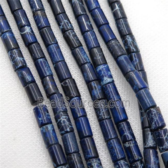 royal blue Imperial Jasper tube beads