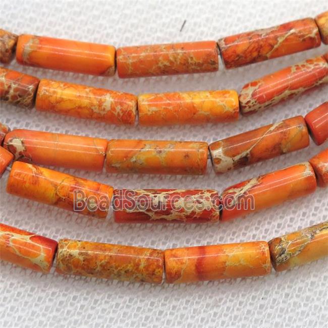 orange Imperial Jasper tube beads