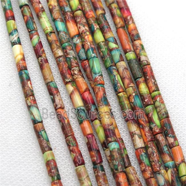 Imperial Jasper tube beads, multicolor