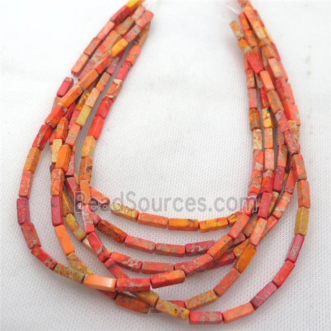 orange Imperial Jasper cuboid beads