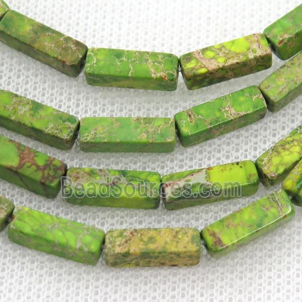 olive Imperial Jasper cuboid beads