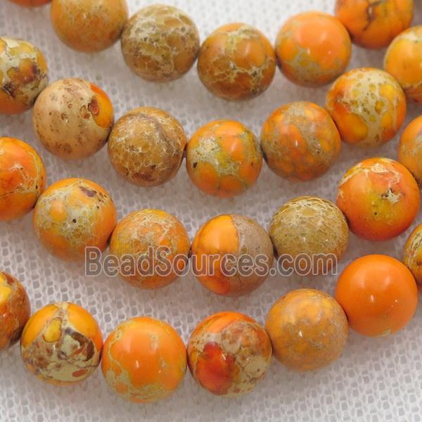 orange Imperial Jasper beads, round