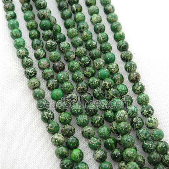 green Imperial Jasper beads, round