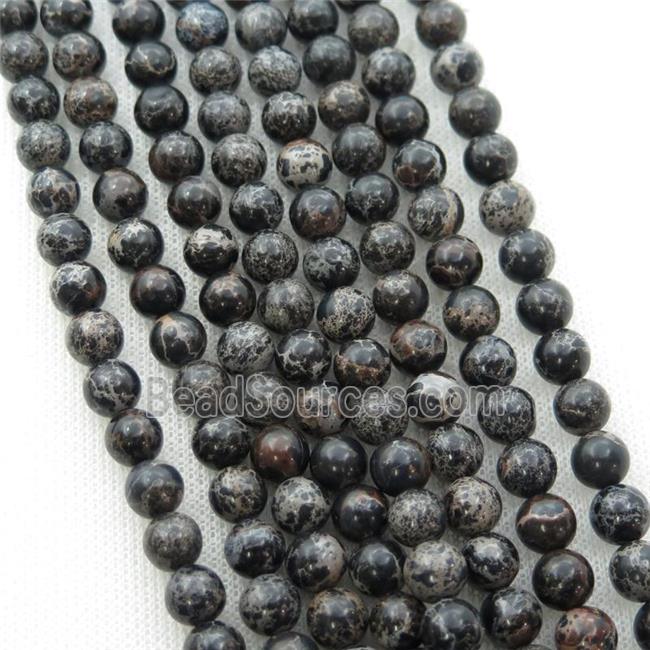 black Imperial Jasper beads, round