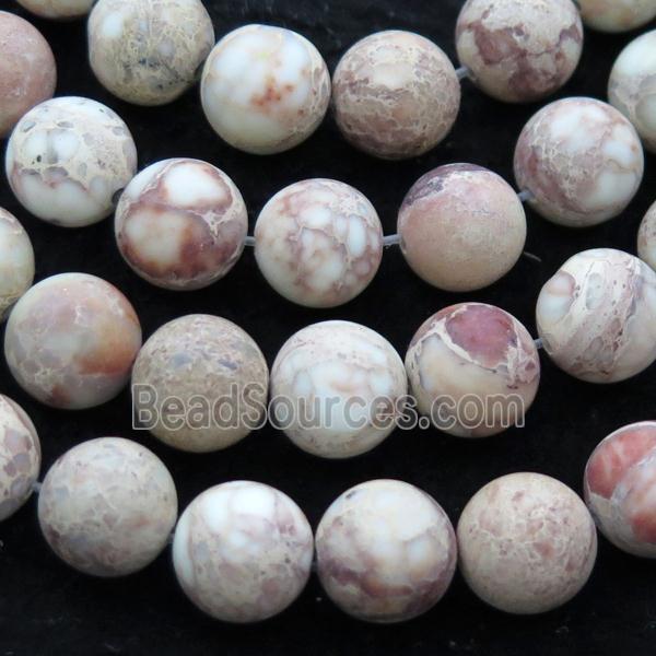 white Imperial Jasper beads, round, matte