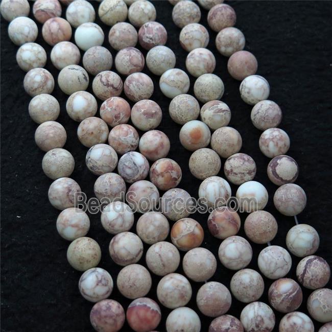 white Imperial Jasper beads, round, matte